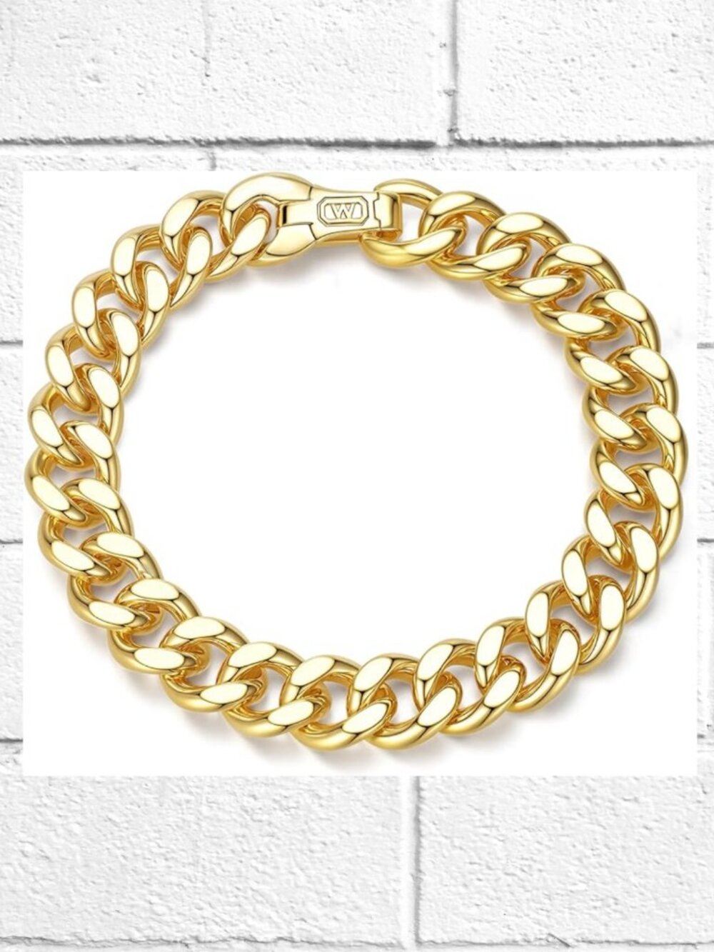 New in Box! 14K Gold-Plated 8-Inch Long Cuban Chain Link Bracelet-Hypoallergenic